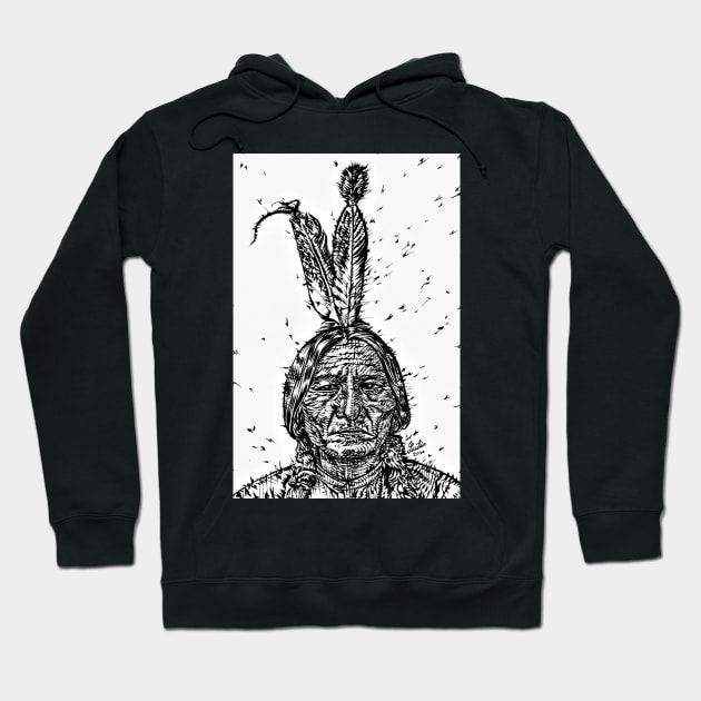 SITTING BULL ink portrait.2 Hoodie by lautir